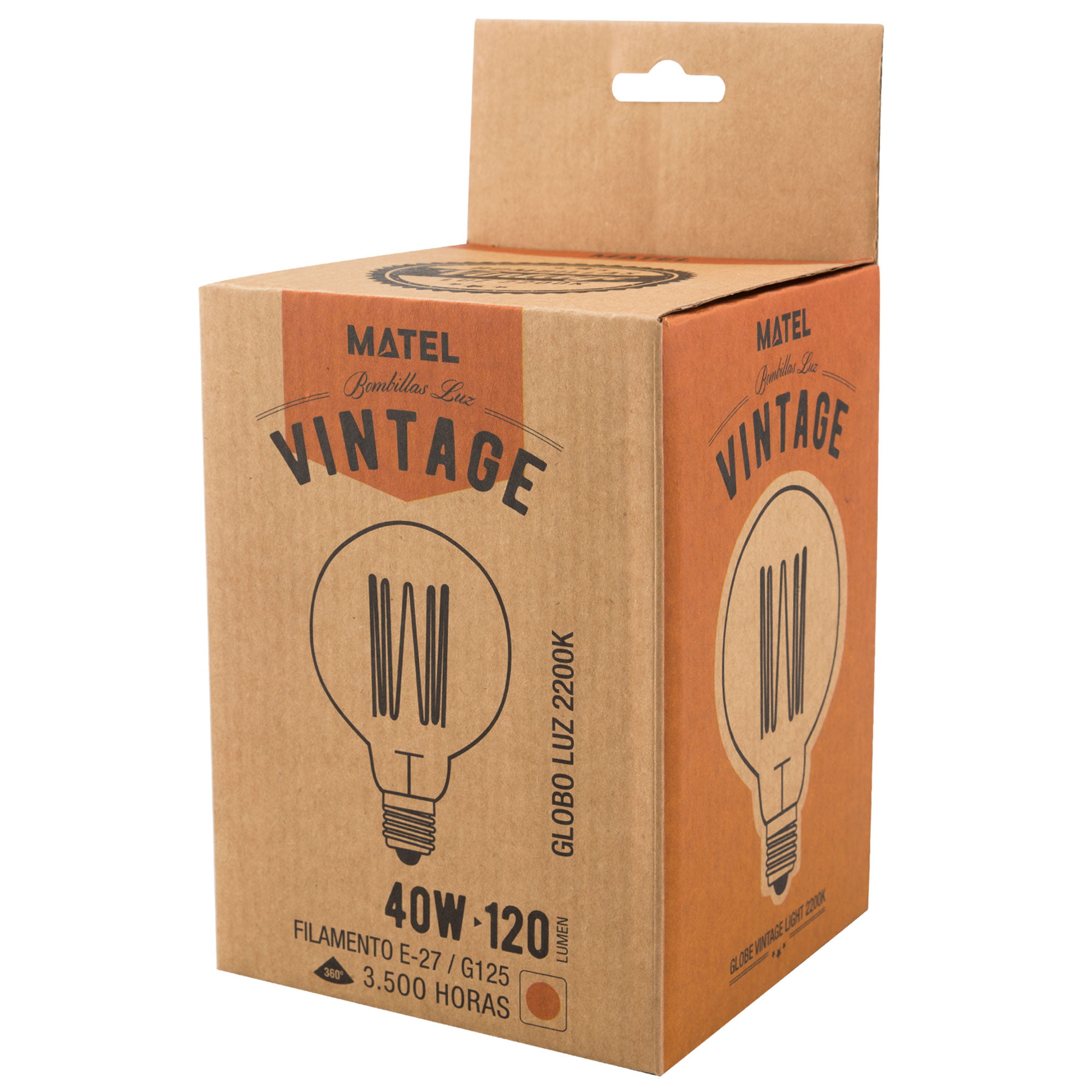 BOMBILLA LED MATEL EDISON E27 G125 VINTAGE 40W - Imagen 2
